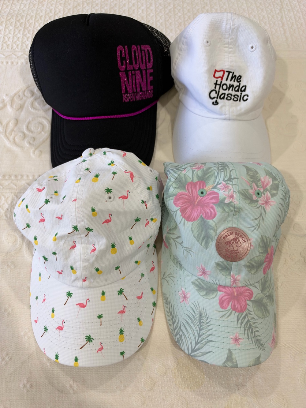 Kids White Tropical Print Bucket Hat with Pink Flamingo and Yellow Pineapple